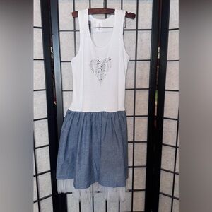 & Other Stories White and Blue Kids Dress with Heart Design